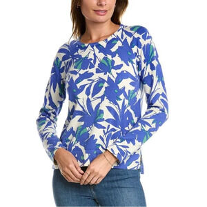 tyler böe Tropical Iris Cashmere Cotton Sweater Sz Large Blue